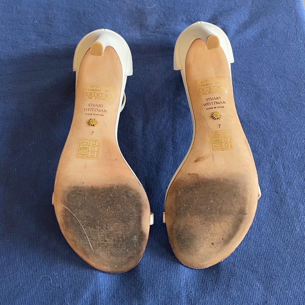 Stuart Weizman Nudistsong Strap Sandal (Size 7 - White - Leather) - Picture 6 of 9
